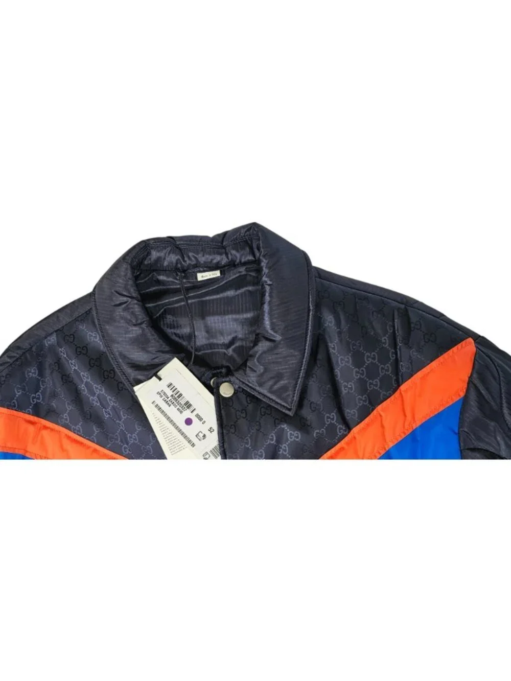 Gucci Men Size 52 Quilted Jacket Navy Blue Red Chevron Stripe NWT XL